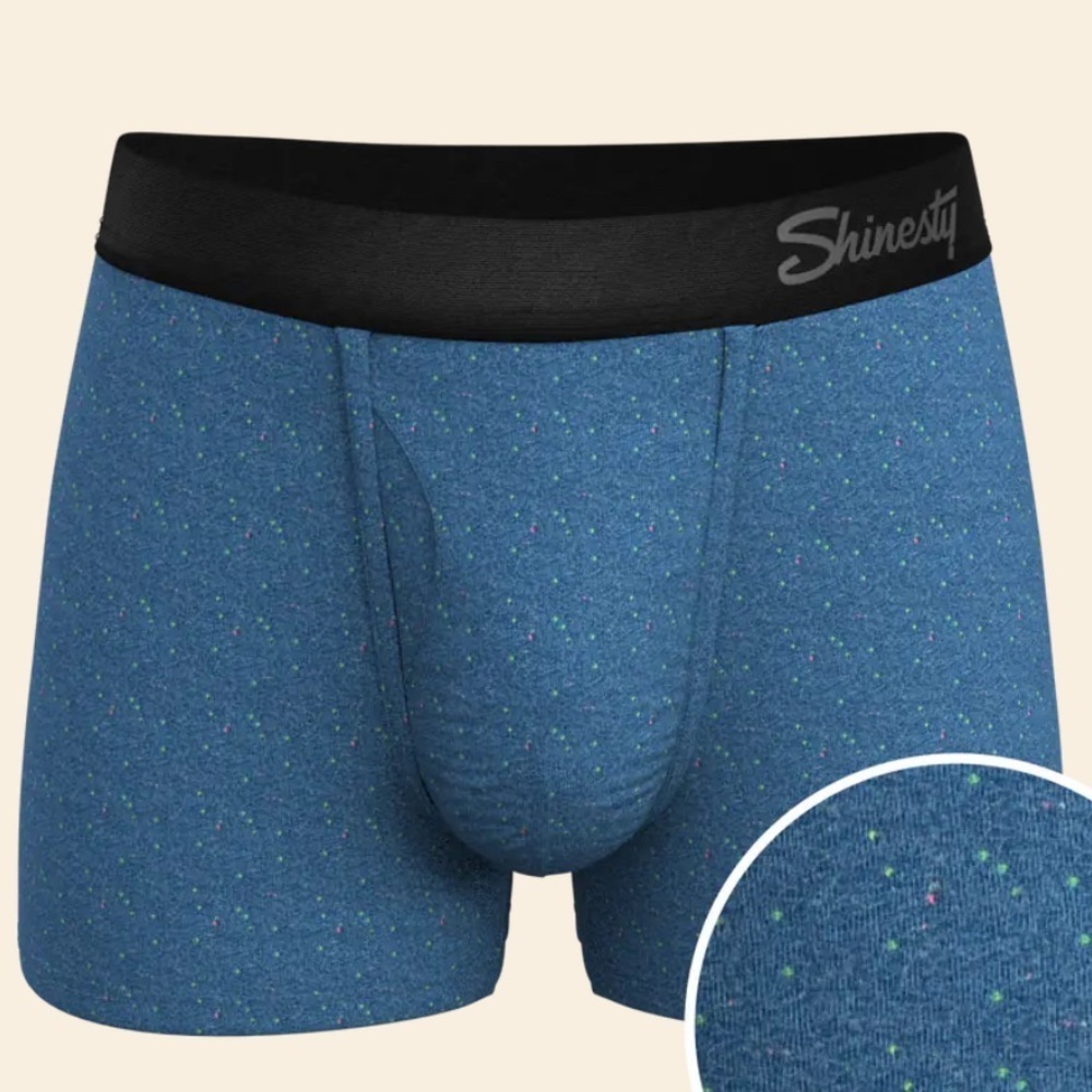 NWT, Shinesty The Fleck me trunks, Heather Blue, small, 3in inseam